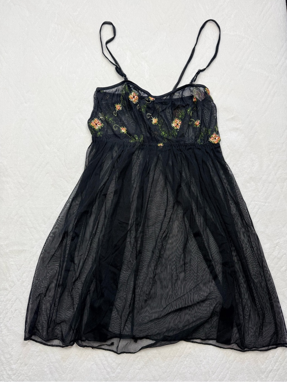 Beauty Girl Women's Large Black Floral Sheer Lingere Babydoll Intimate Honeymoon